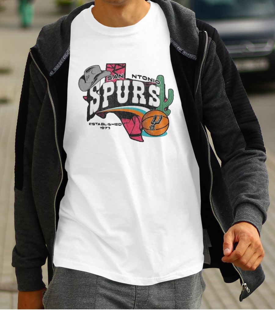 San Antonio Spurs Established 1973 Texas Map Basketball Cactus Cowboy Hat T-Shirt