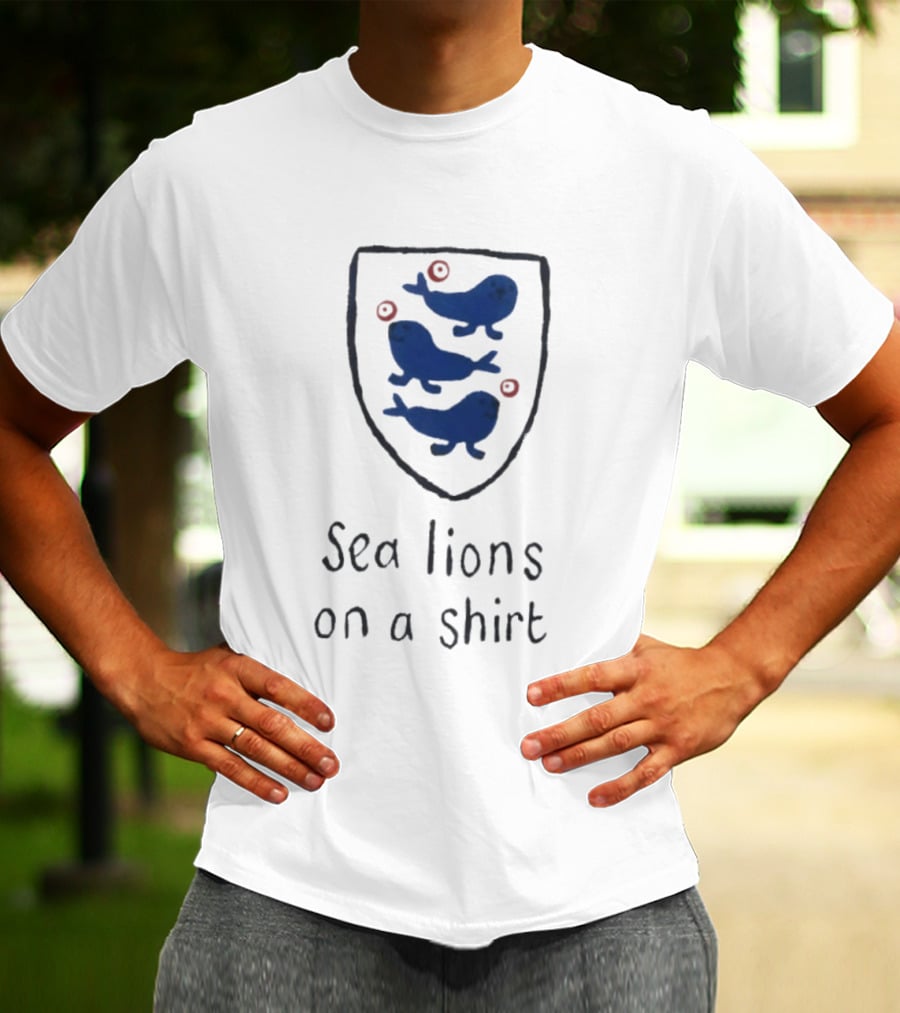 Sea Lions On A Shield Logo England Football Playful T-Shirt
