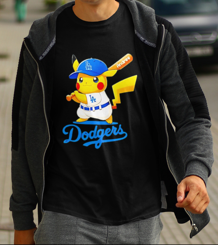 Andree Pikachu Dodgers LA Baseball Batting T-Shirt