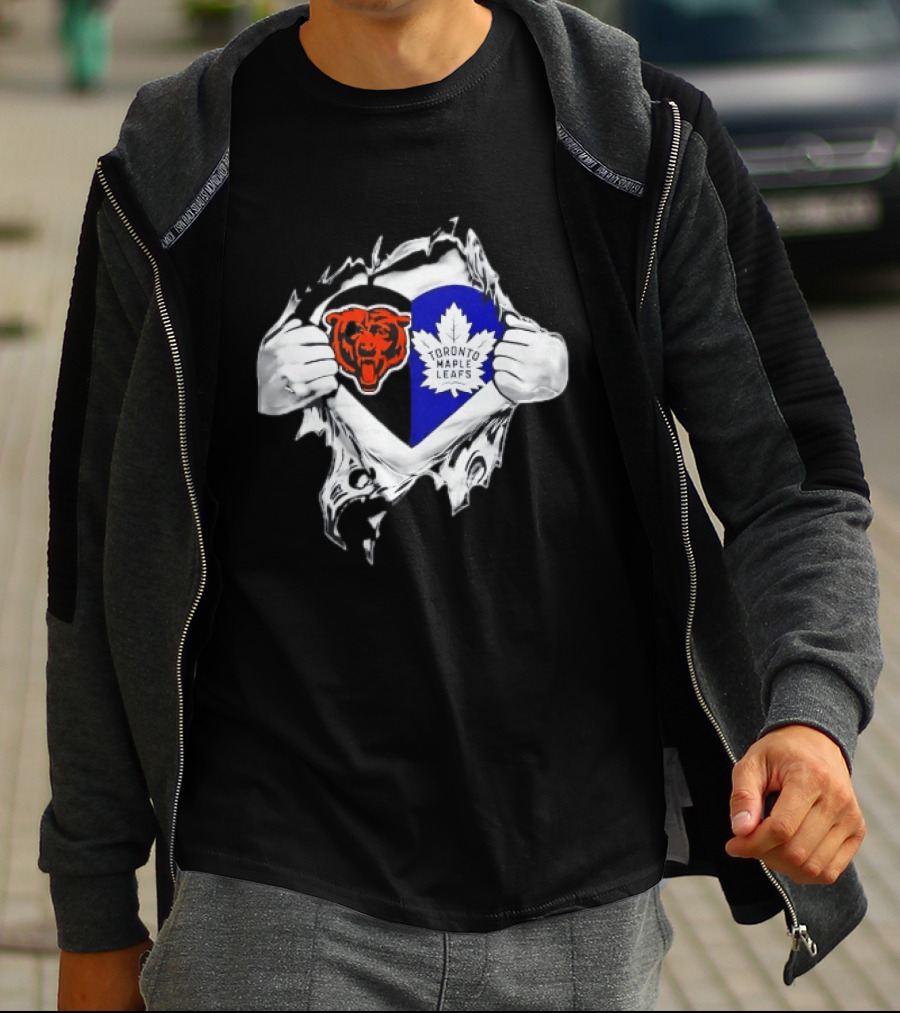 Bears Toronto Maple Leafs Heart Ripping Open Concept T-Shirt