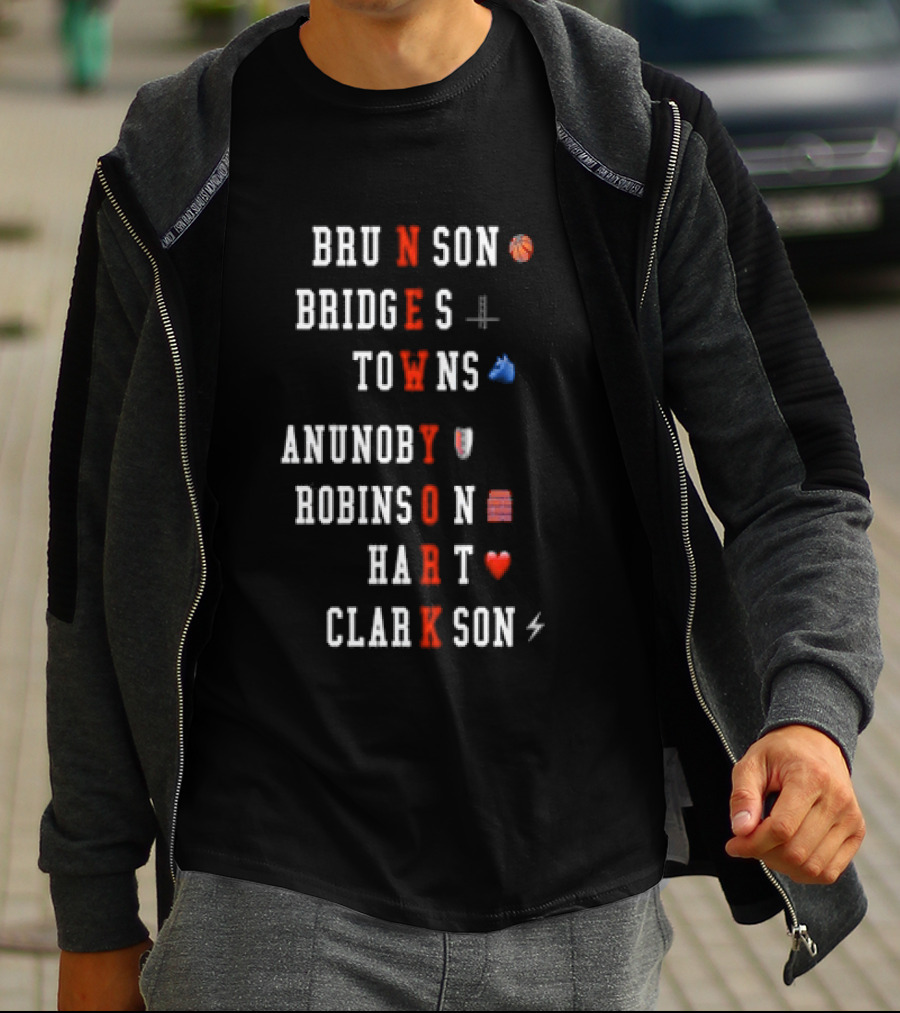 Brunson Bridges Towns Anunoby Robinson Hart Clarkson New York Knicks NBA Basketball T-Shirt