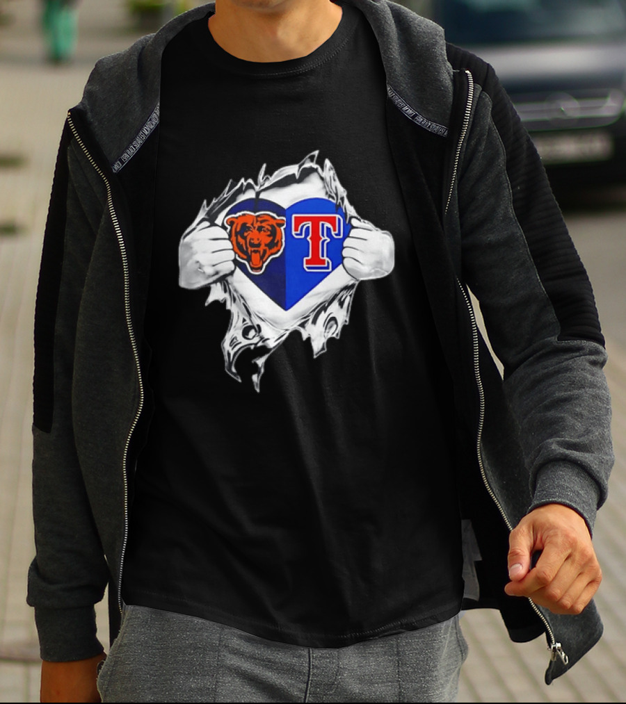 Chicago Bears And Texas Rangers Heart T-Shirt