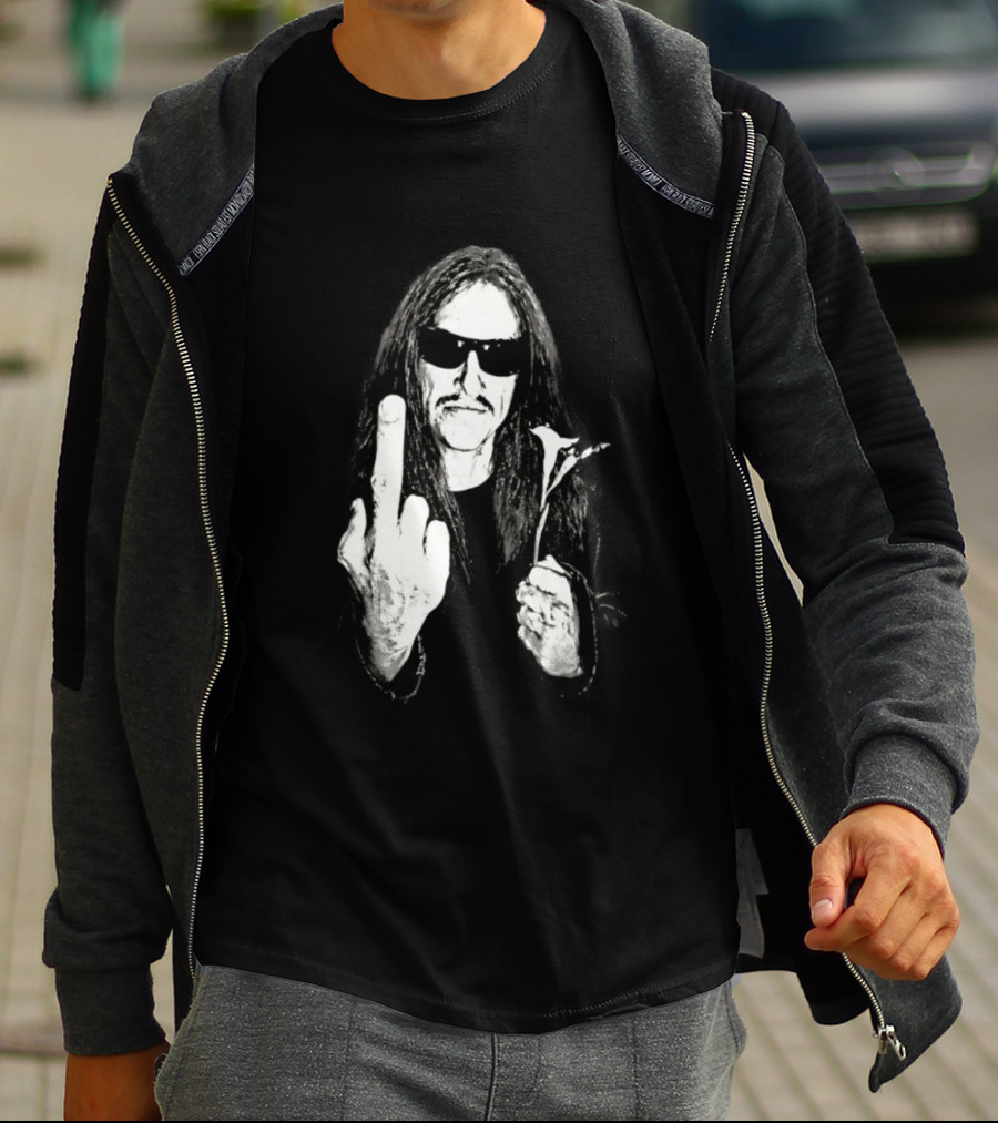 Cliff Burton Middle Finger Black And White Sunglasses Lily Flower T-Shirt