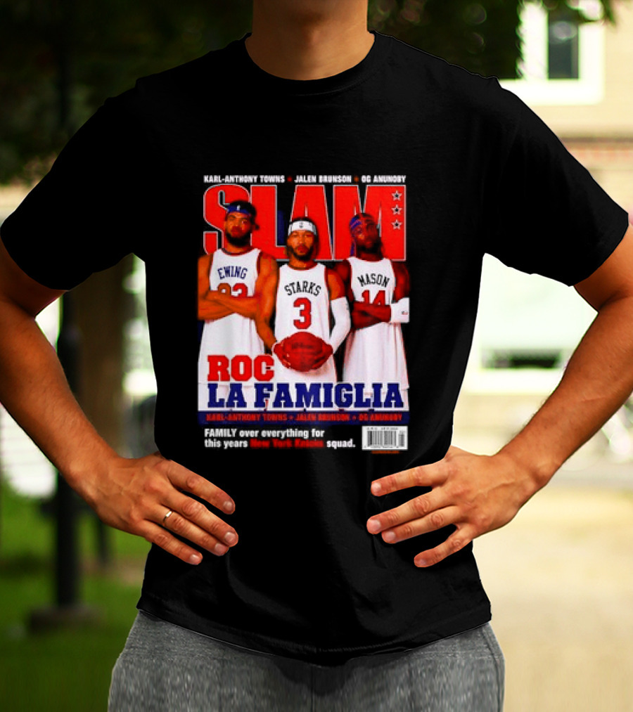 SLAM Magazine Roc La Famiglia Karl Anthony Towns Jalen Brunson OG Anunoby New York Knicks T-Shirt