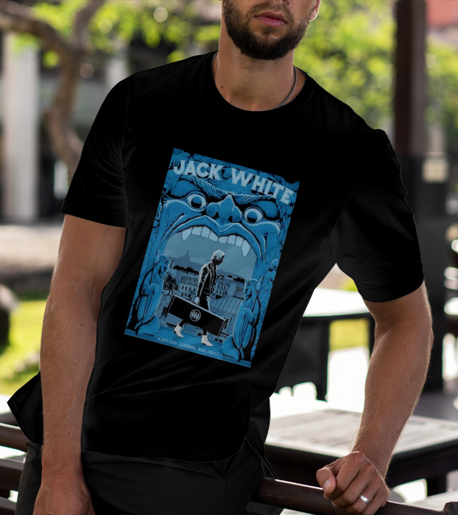 Jack White L'Olympia Paris France June 14 2026 Concert Imagery Blue Gargoyle T-Shirt