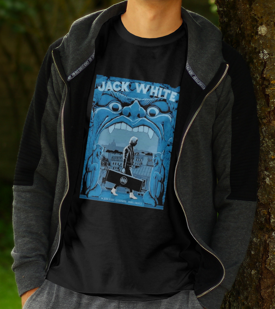 Jack White L'Olympia Paris France June 14 2026 Concert Imagery Blue Gargoyle T-Shirt