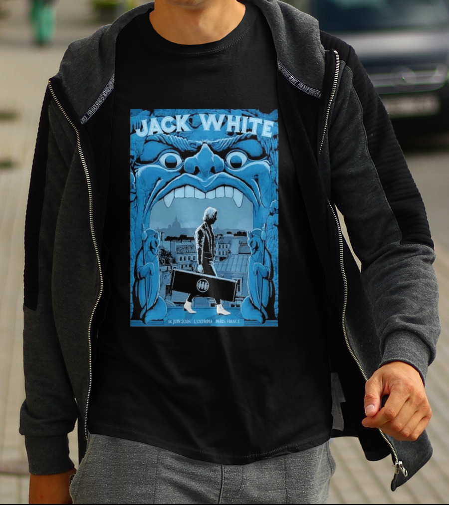 Jack White L'Olympia Paris France June 14 2026 Concert Imagery Blue Gargoyle T-Shirt