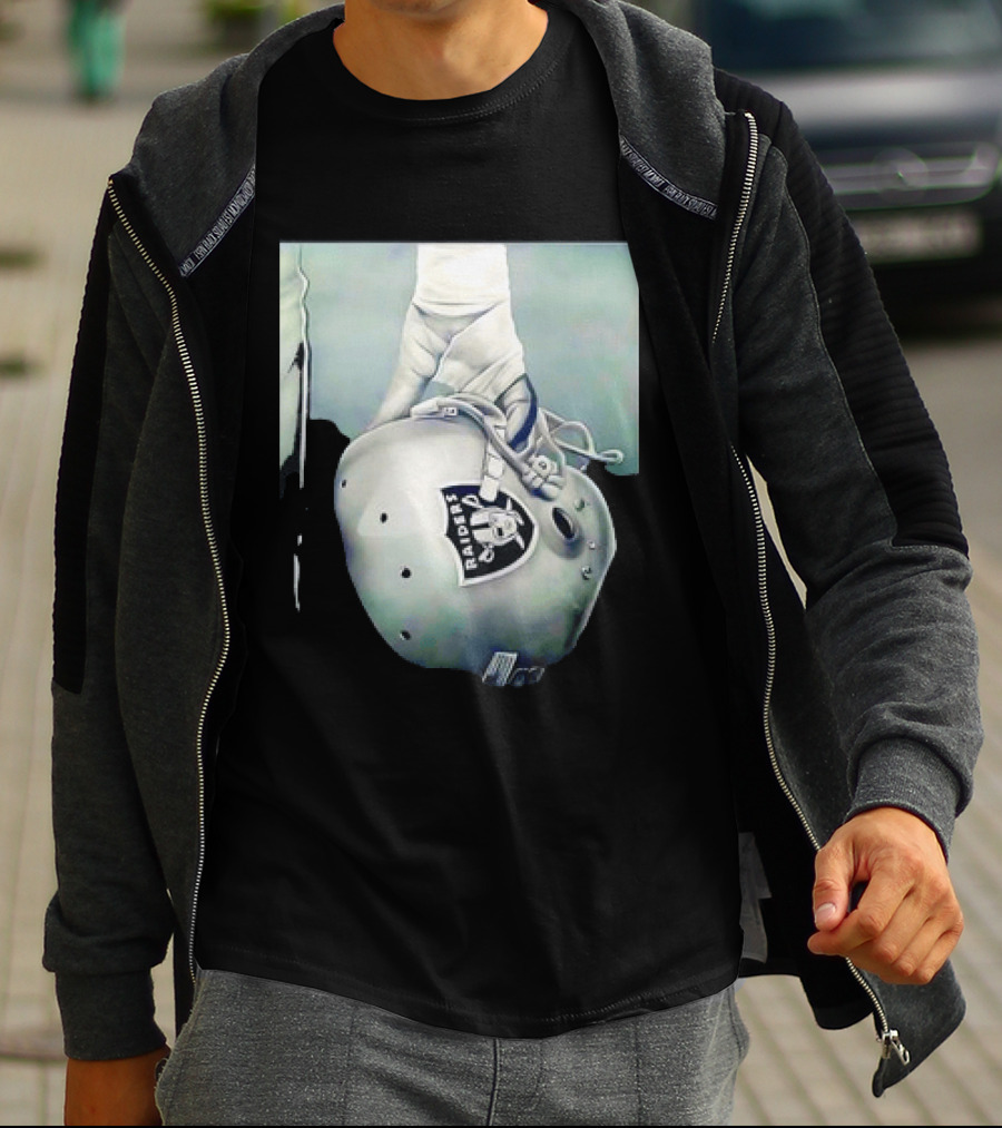 Las Vegas Raiders Football Helmet Hand Wrap Player Representation T-Shirt
