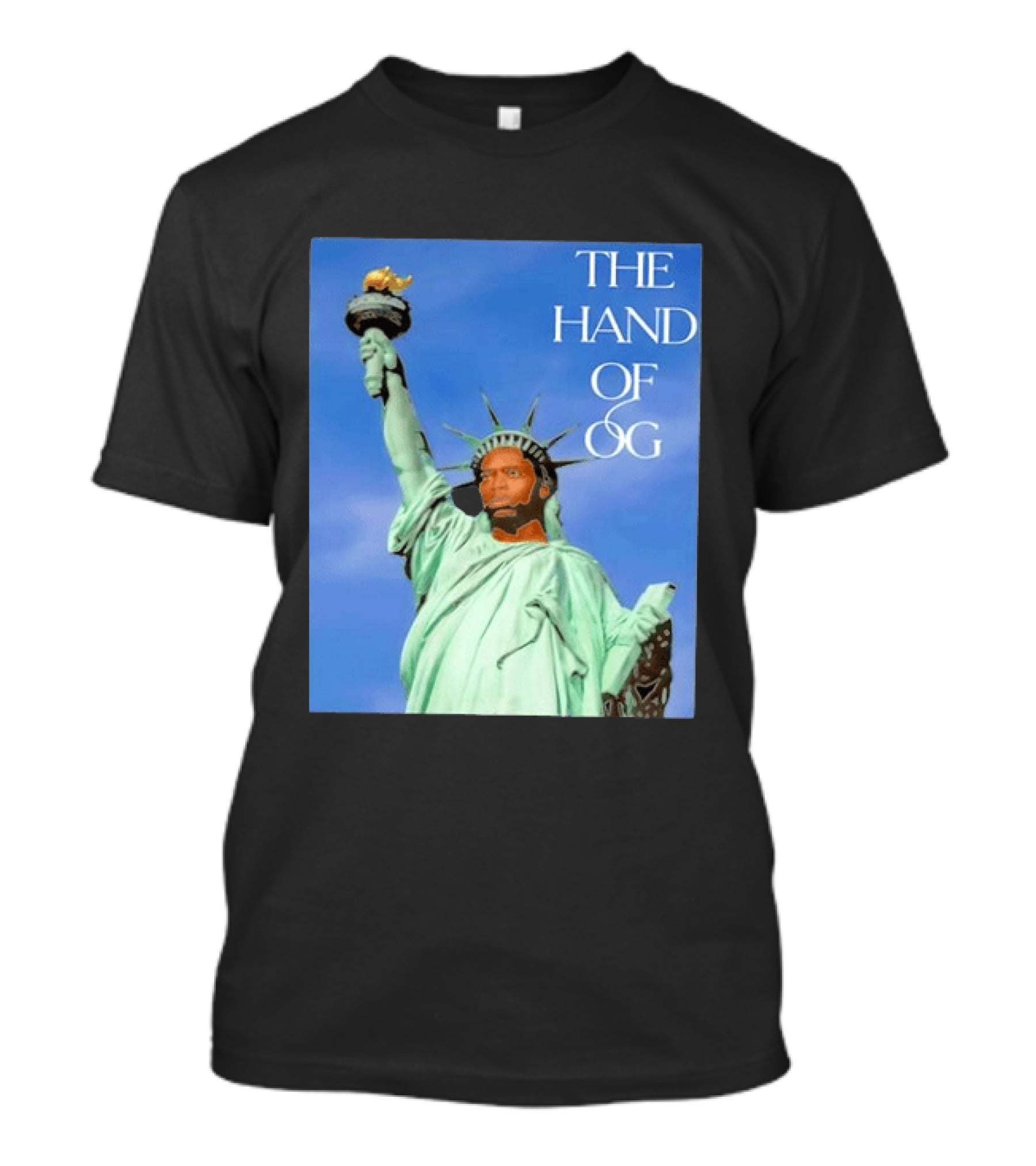 OG Anunoby New York Knicks The Hand Of OG Statue Liberty Fusion T-Shirt