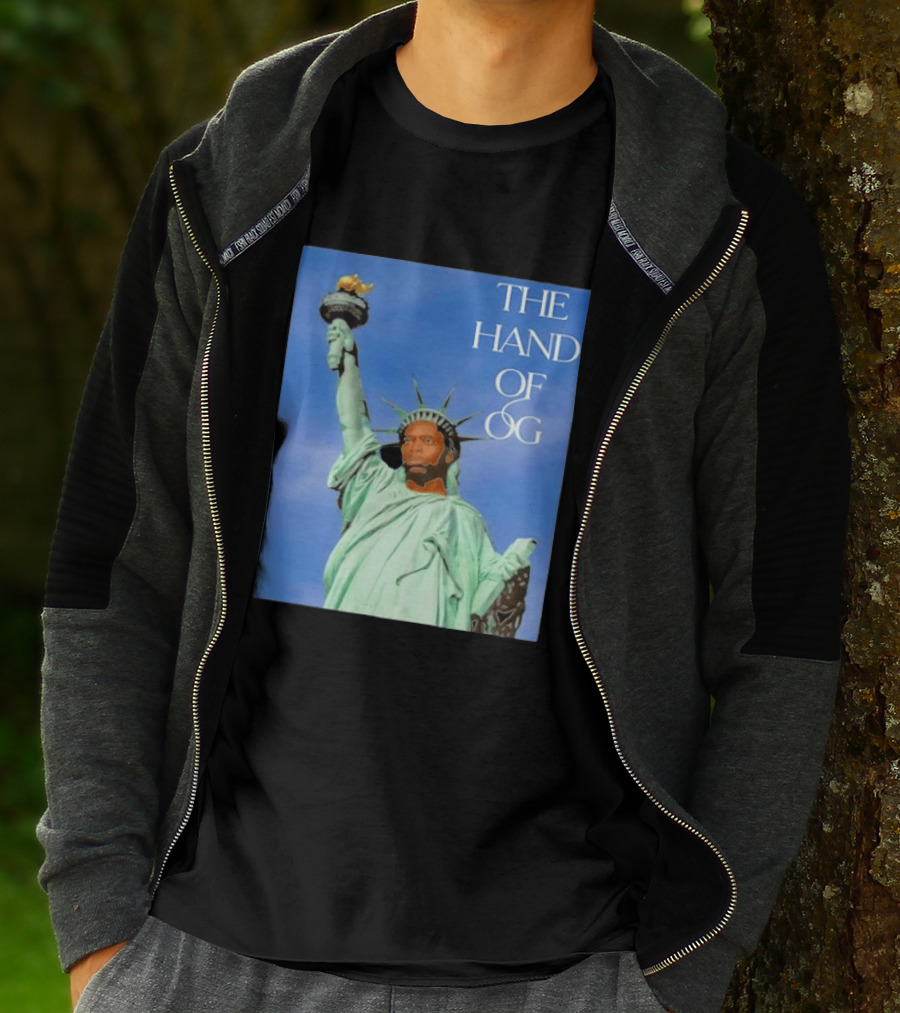 OG Anunoby New York Knicks The Hand Of OG Statue Liberty Fusion T-Shirt