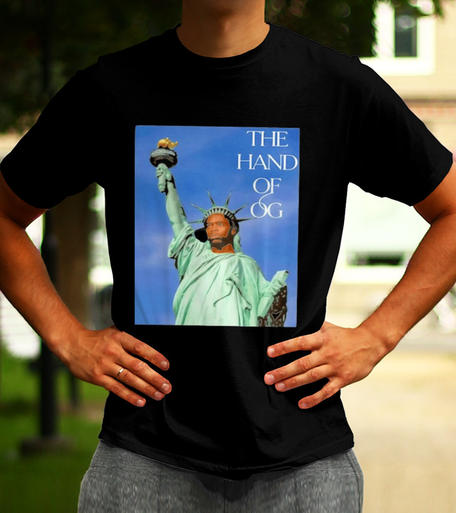 OG Anunoby New York Knicks The Hand Of OG Statue Liberty Fusion T-Shirt