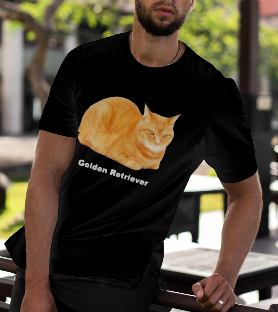 Orange Tabby Cat Golden Retriever Sarcastic Meme Humor T-Shirt