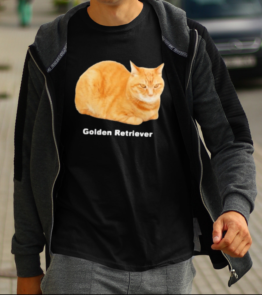 Orange Tabby Cat Golden Retriever Sarcastic Meme Humor T-Shirt