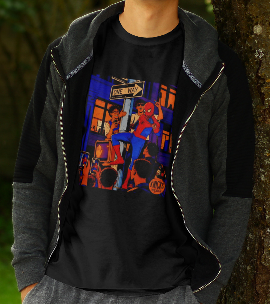 Spider Man One Way New York Knicks Mexico Dept Of Transportation T-Shirt