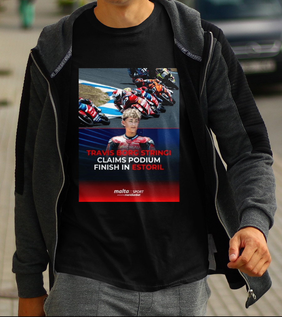 TRAVIS BORG STRINGI Podium Finish Estoril Malta Sport Powered By Meridianbet T-Shirt