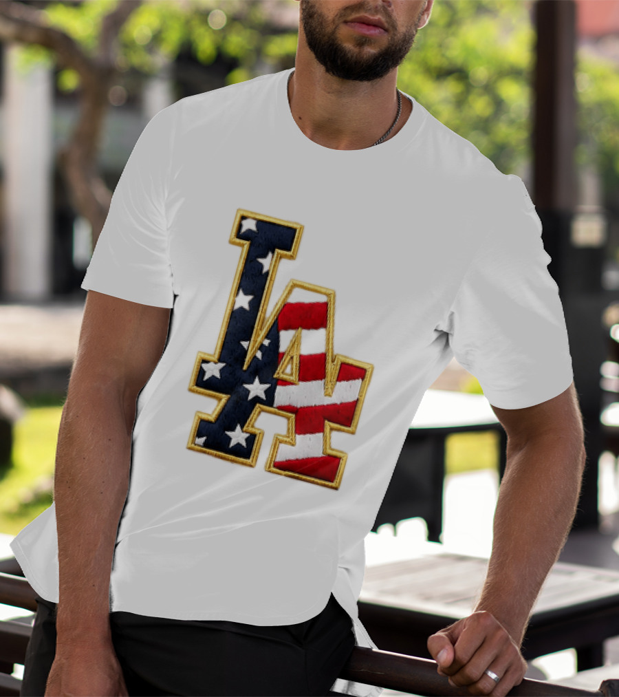 2026 Dodgers 4th Of July LA Stars Stripes T-Shirt