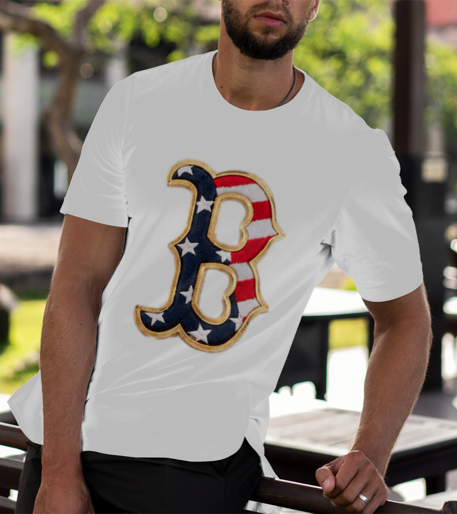 2026 Red Sox Patriotic Stars And Stripes B Logo MLB Fourth Of July T-Shirt