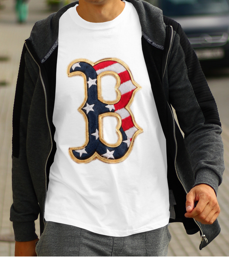 2026 Red Sox Patriotic Stars And Stripes B Logo MLB Fourth Of July T-Shirt
