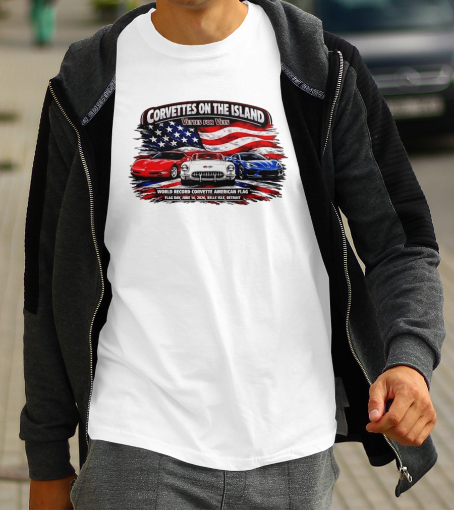 Corvettes On The Island Vettes For Vets World Record Corvette American Flag June 14 2026 Belle Isle Detroit T-Shirt