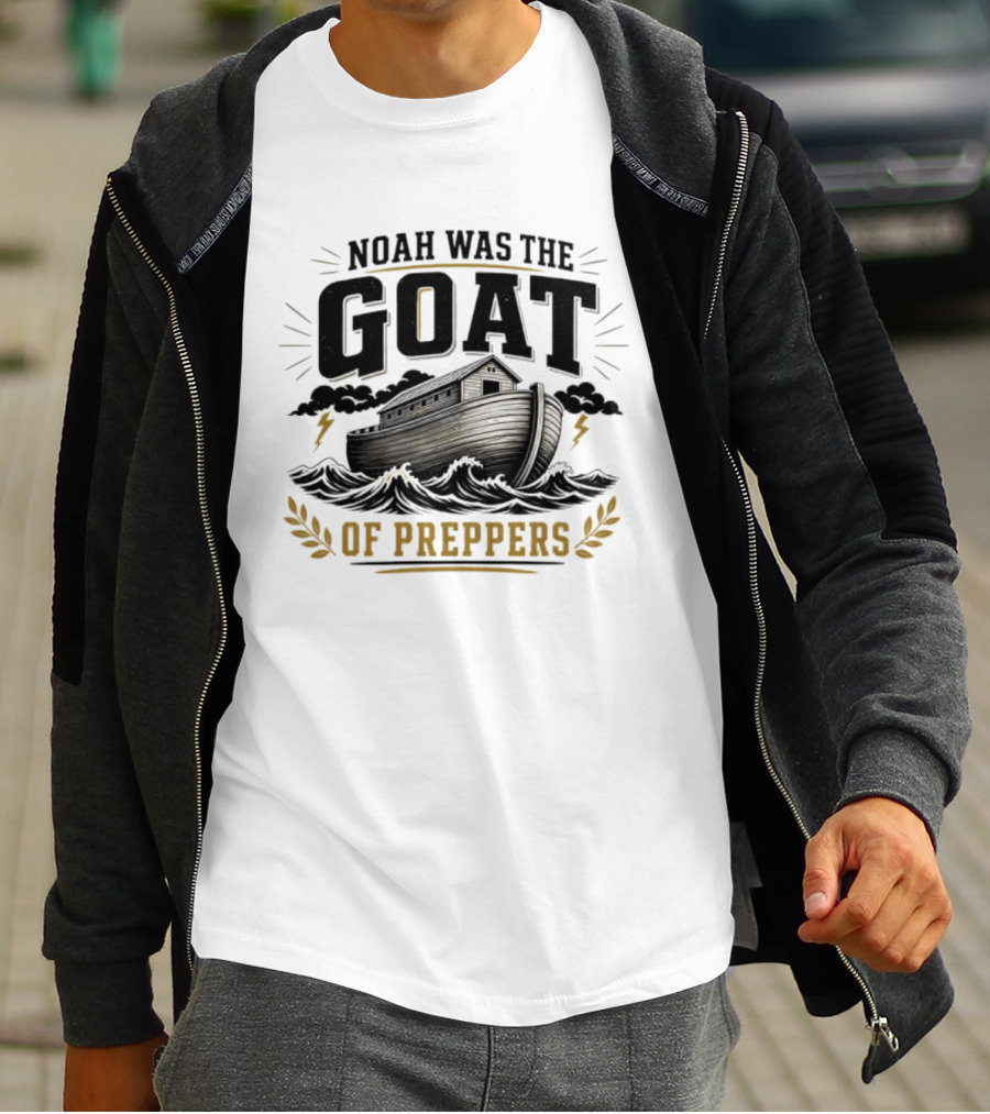 Noah Was The GOAT Of Preppers Ark Bible Survivalist Christian Religious T-Shirt