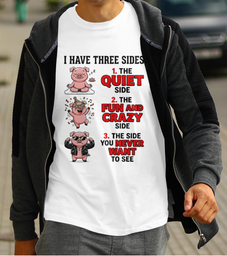 Pig I Have Three Sides Quiet Fun Crazy Never Want To See T-Shirt