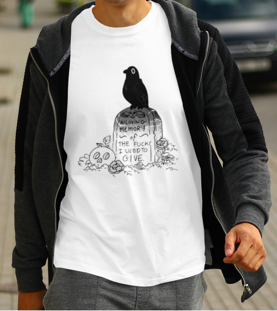 In Loving Memory Of The Fucks I Used To Give Raven Grave Skull Flowers T-Shirt