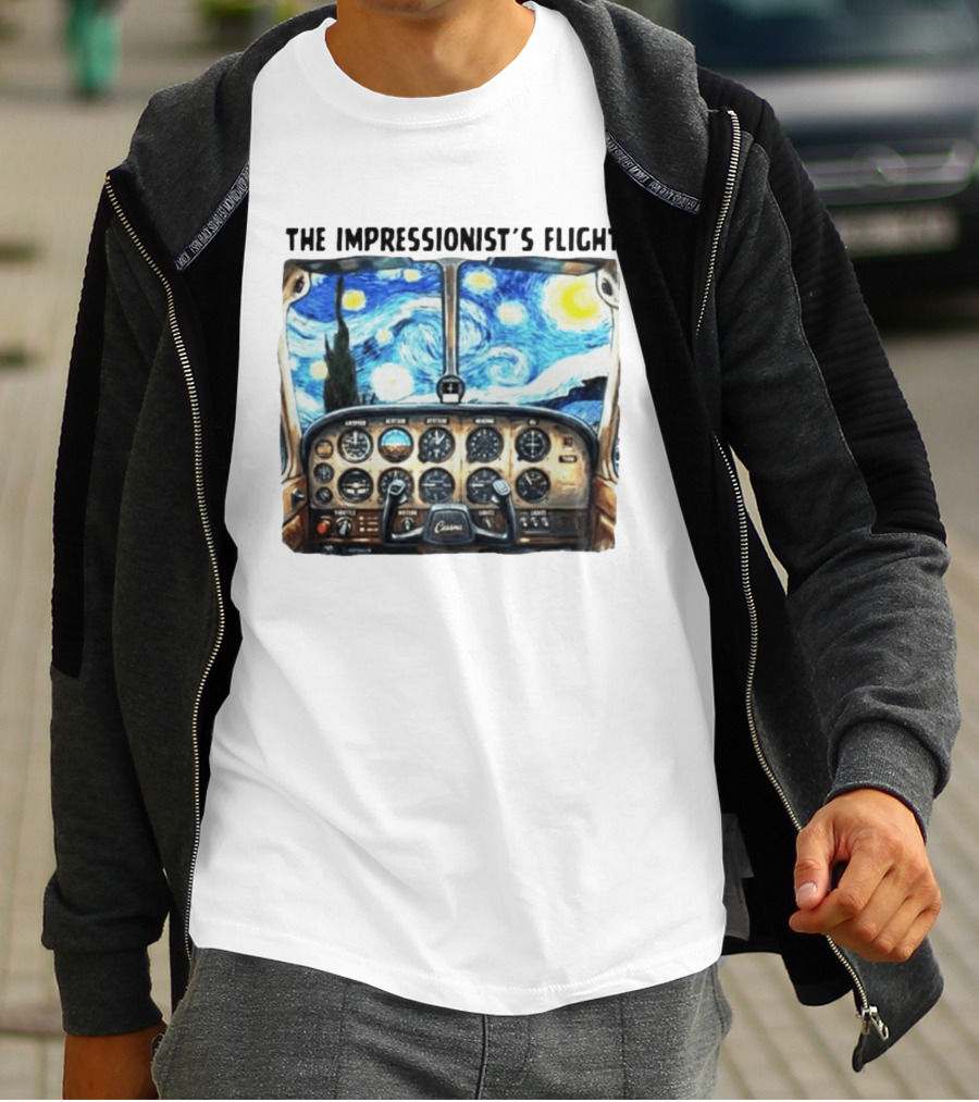 The Impressionist's Flight Cessna Instrument Panel Starry Night T-Shirt