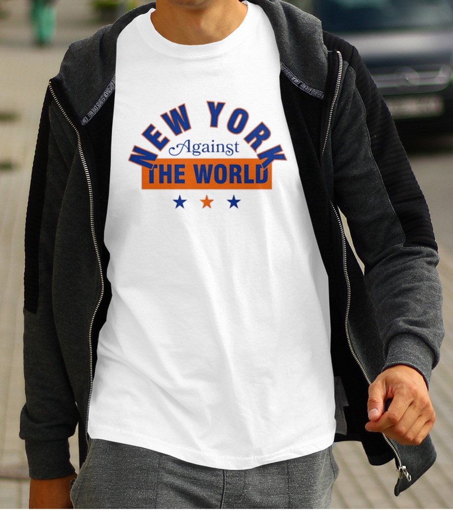 New York Against The World Blue Orange Stars T-Shirt
