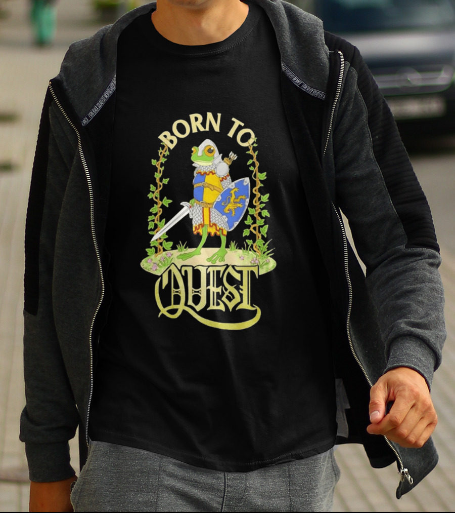 Born To Quest Frog Knight Sword And Shield Adventure T-Shirt
