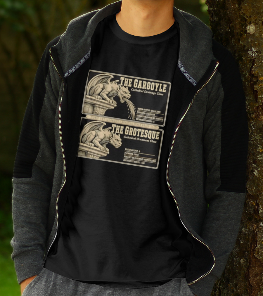 The Gargoyle And Grotesque Cathedral Drainage Ornament Guide Know Thy Masonry Stone Statue T-Shirt
