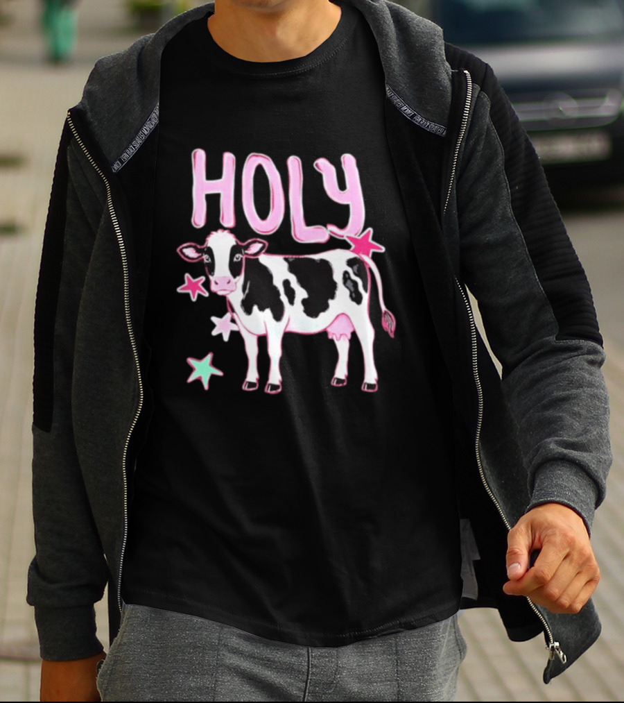 Holy Cow Pink Stars Farm Animal Lovers T-Shirt