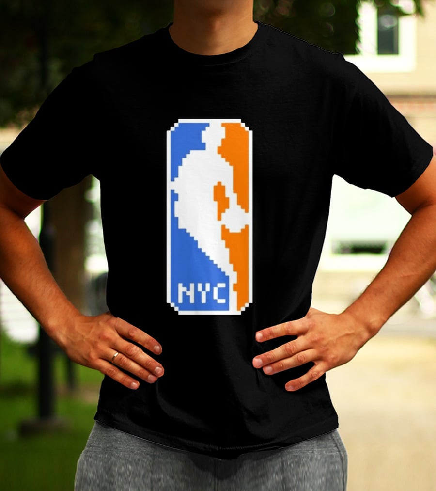 NYC NBA Pixel Logo Basketball T-Shirt