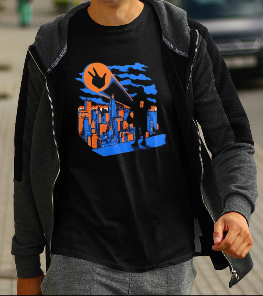 Jalen Brunson Three Points New York City Knicks NBA Basketball Player Skyline T-Shirt