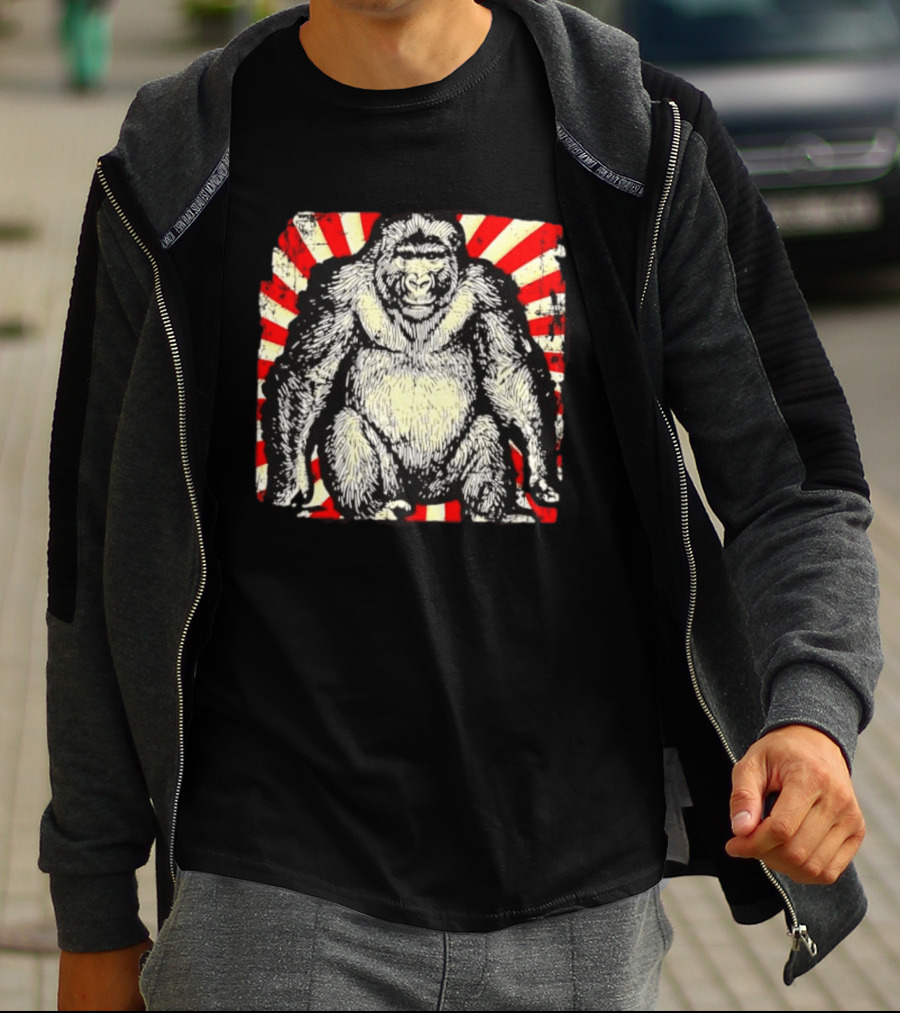 Silverback Gorilla Sunburst Wildlife Nature Animal T-Shirt