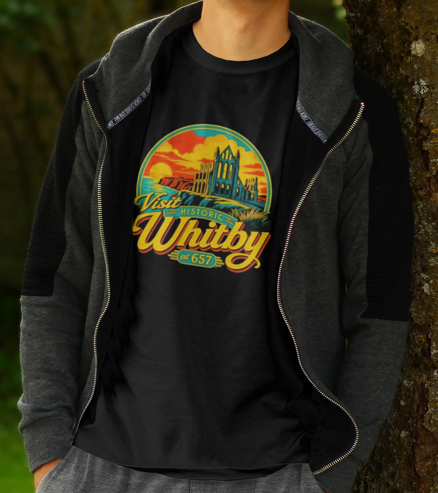 Visit Historic Whitby Abbey North Yorkshire England Est 657 T-Shirt