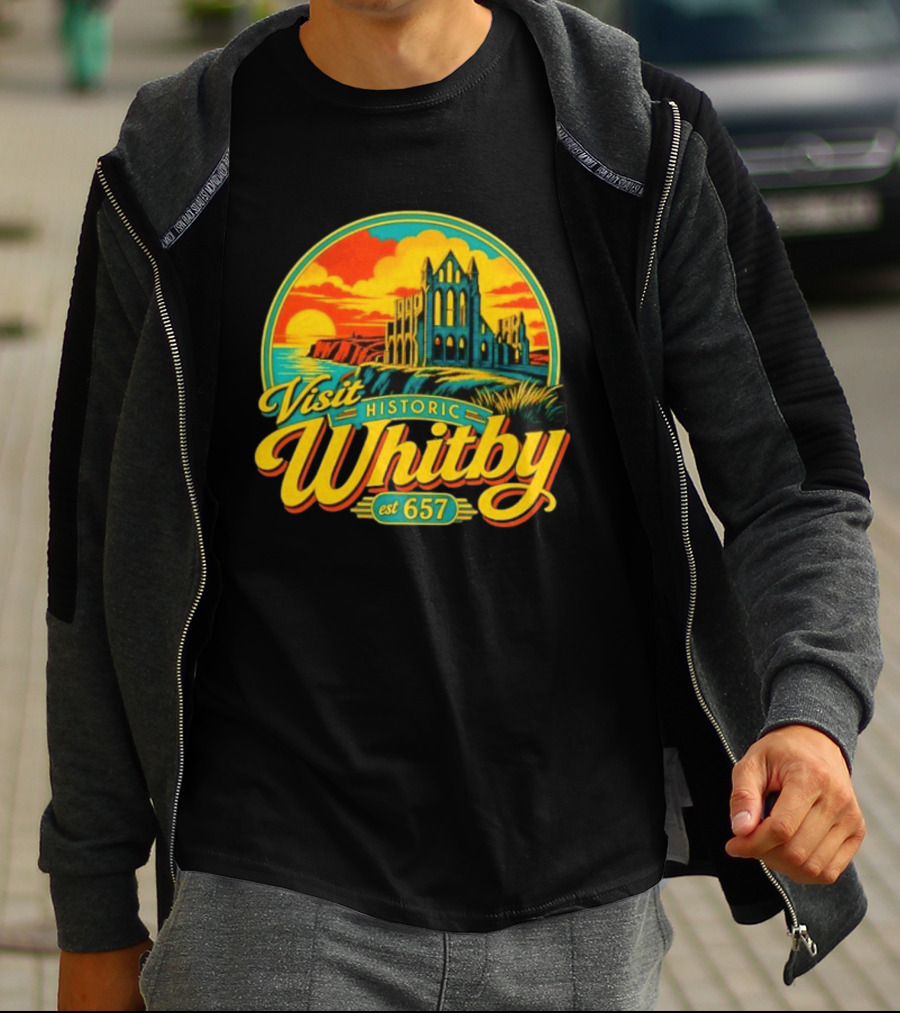 Visit Historic Whitby Abbey North Yorkshire England Est 657 T-Shirt