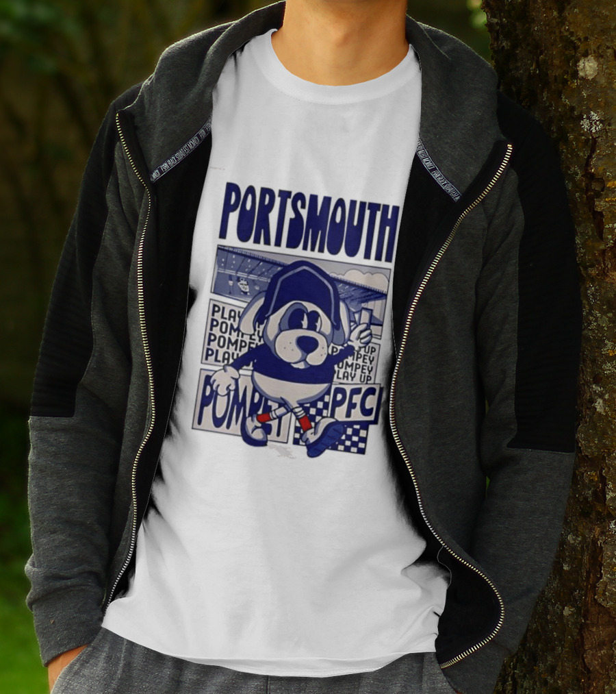 Portsmouth Football Club Play Up Pompey PFC Stadium Cartoon T-Shirt