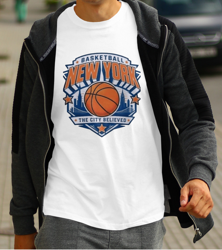 New York Basketball 2026 Champs The City Believed Skyline Basketball T-Shirt