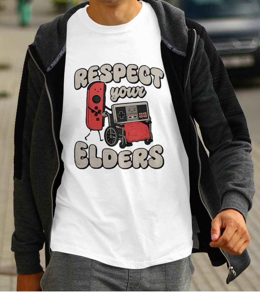Respect Your Elders NES Controller Switch Gamer Humor T-Shirt