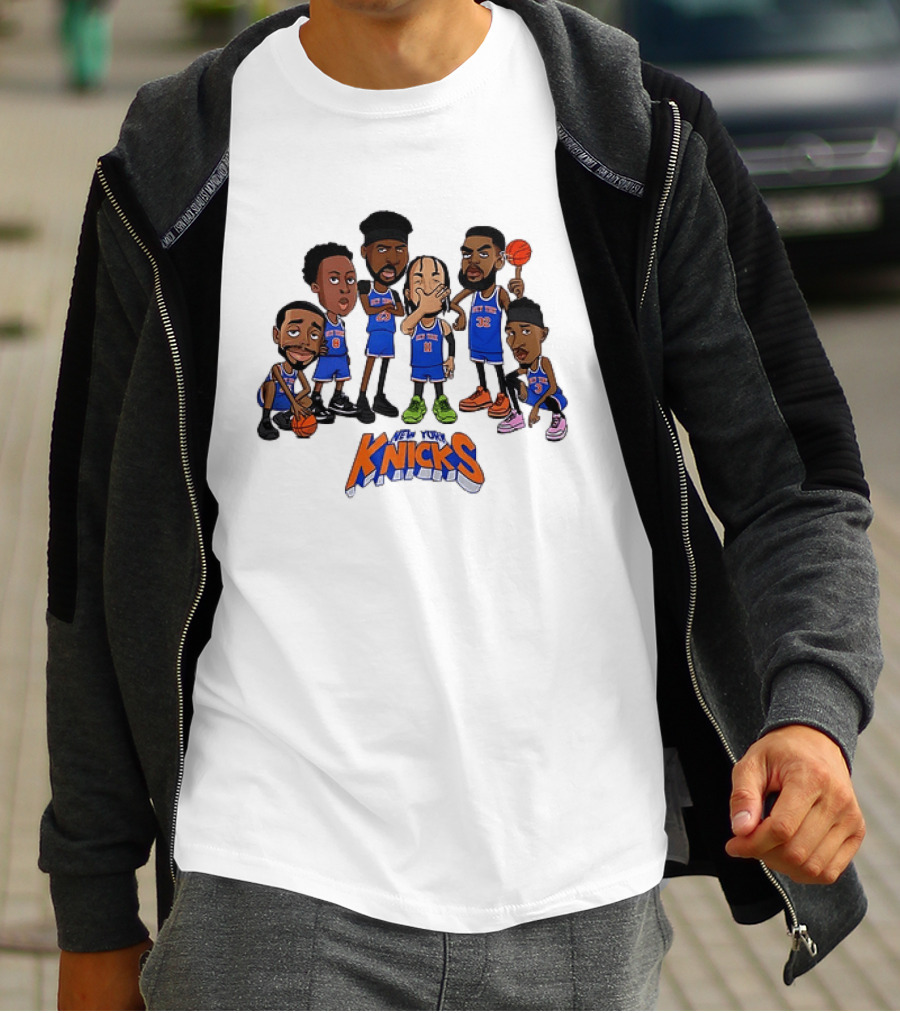 Jalen Brunson Mitchell Robinson RJ Barrett Julius Randle New York Knicks Legends NBA 2026 Caricature T-Shirt