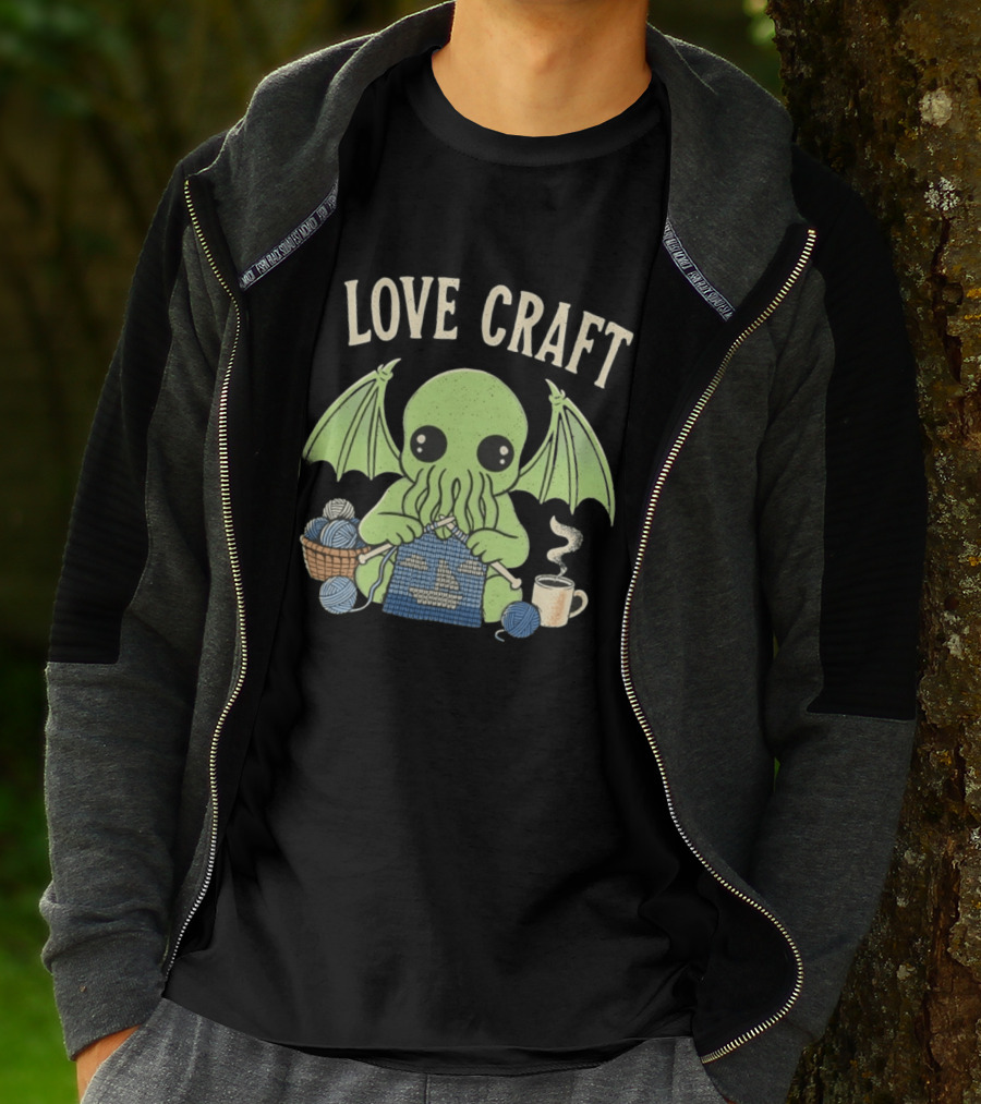 Love Craft Cthulhu Knitting Cozy Yarn Coffee T-Shirt