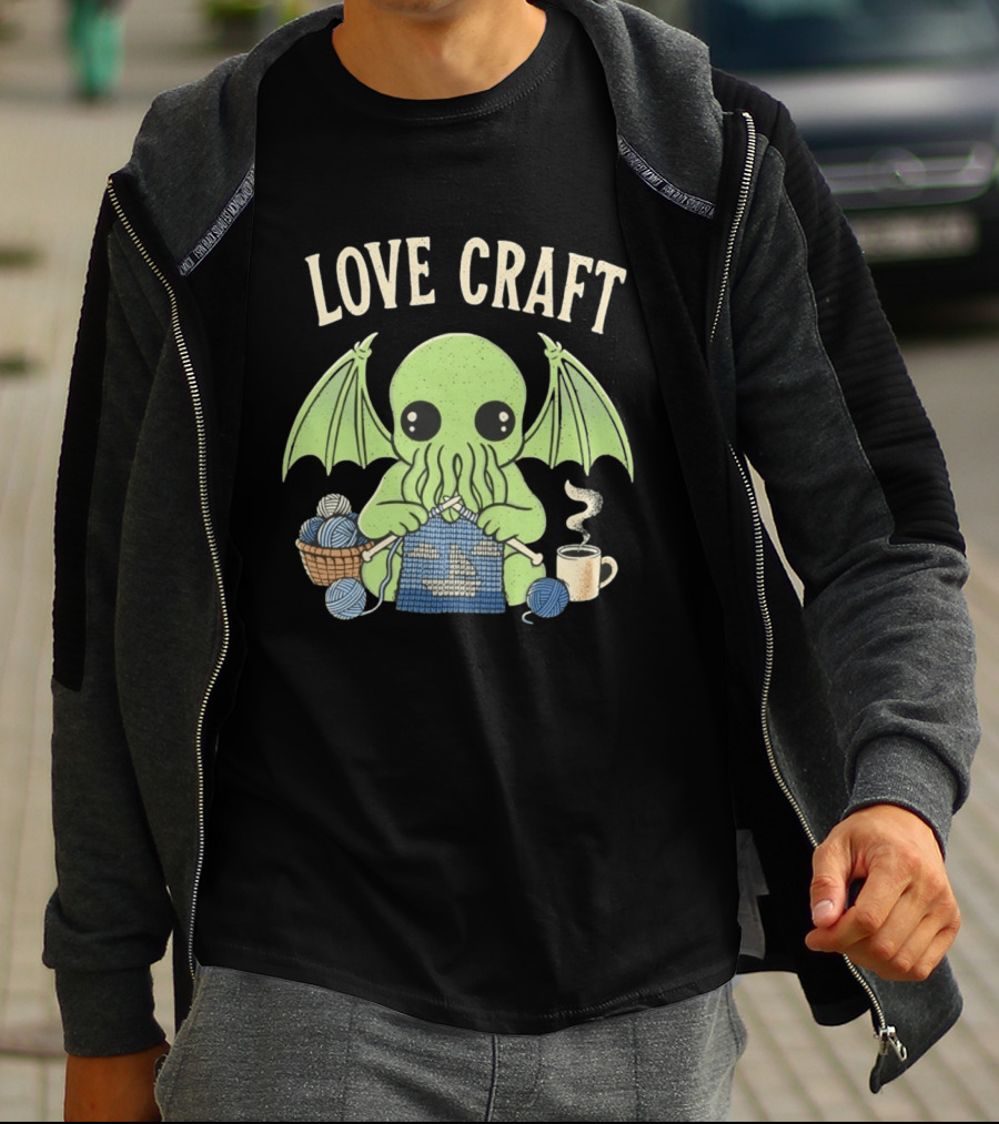 Love Craft Cthulhu Knitting Cozy Yarn Coffee T-Shirt