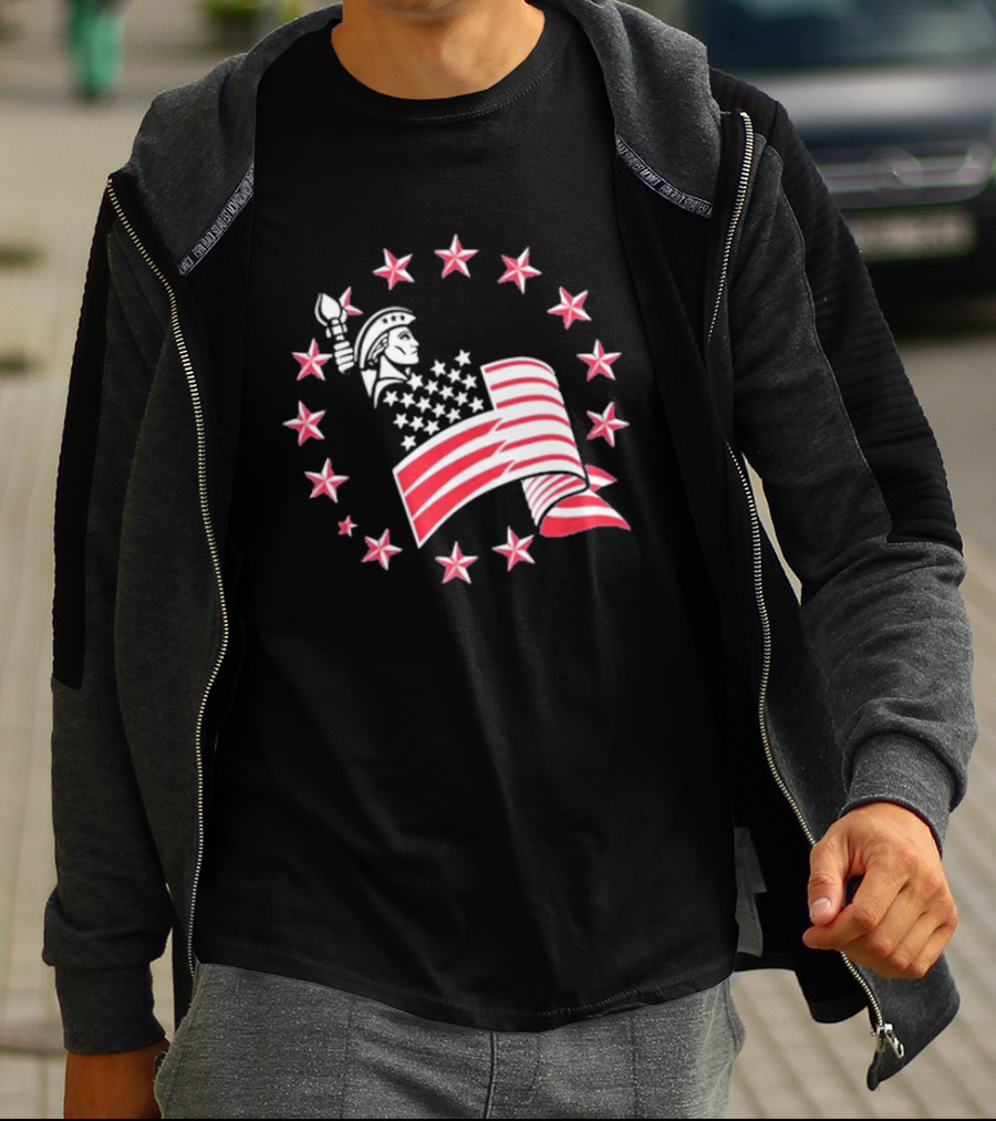 Patriotic Lady Liberty American Flag Stars USA Pride T-Shirt