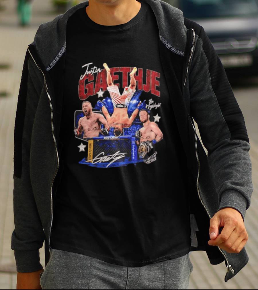 Justin Gaethje The Highlight UFC Mixed Martial Arts Fighter Athlete Action Inside Octagon T-Shirt