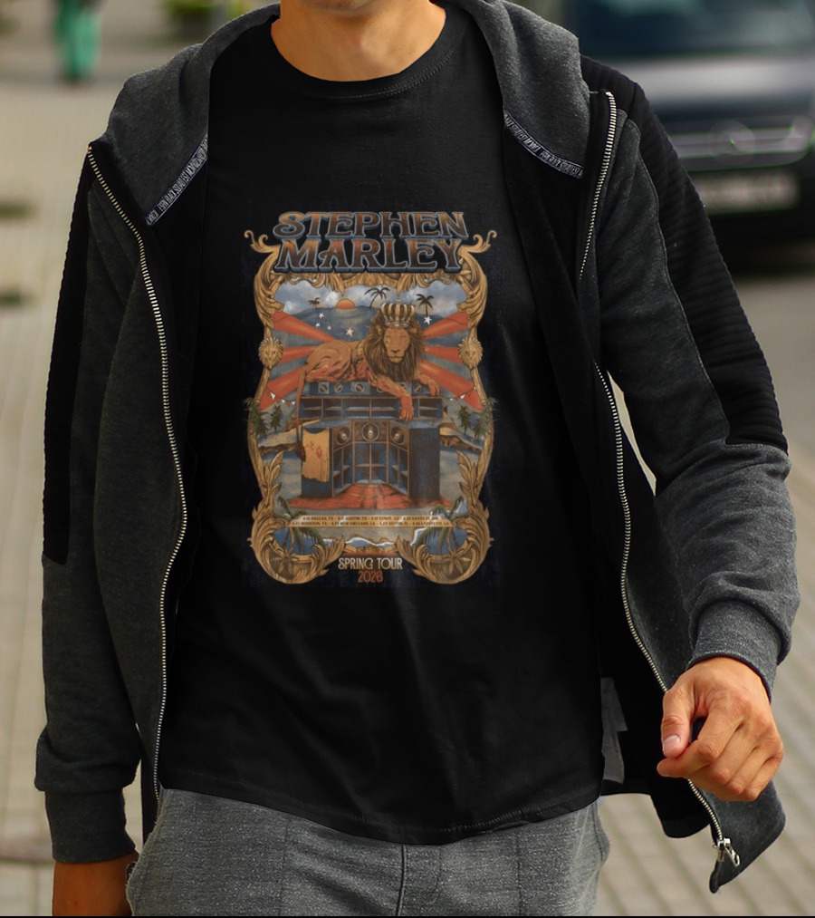 Stephen Marley Spring Tour 2026 With Lion And Speakers T-Shirt