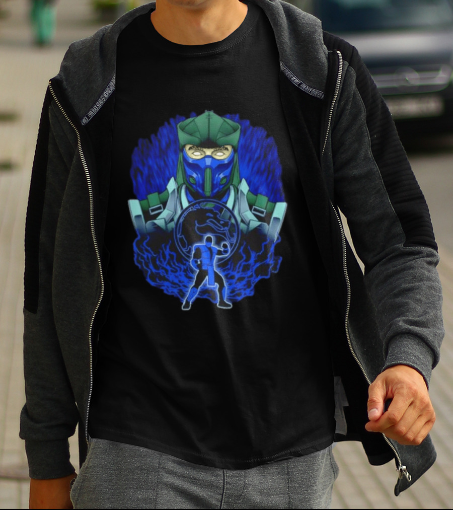 Sub Zero Mortal Kombat Dragon Icy Blue Energy Battle Action Game Iconic Arcade Fighter T-Shirt