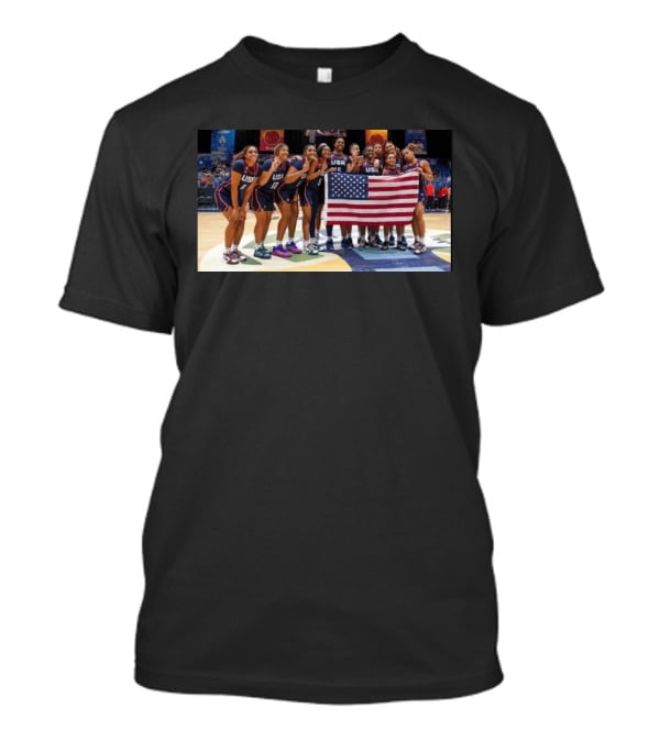 2026 U18 AmeriCup Basketball Champions Team USA With Flag T-Shirt