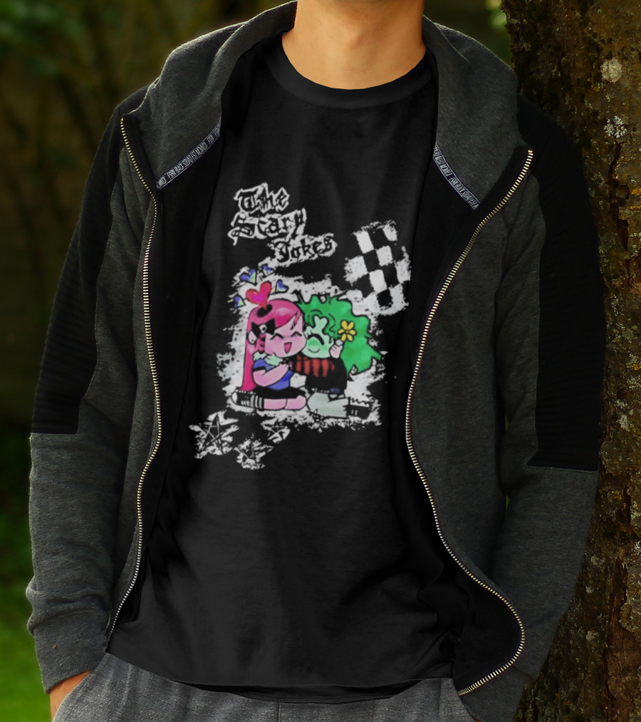 The Scary Jokes Checkered Pattern With Colorful Characters T-Shirt