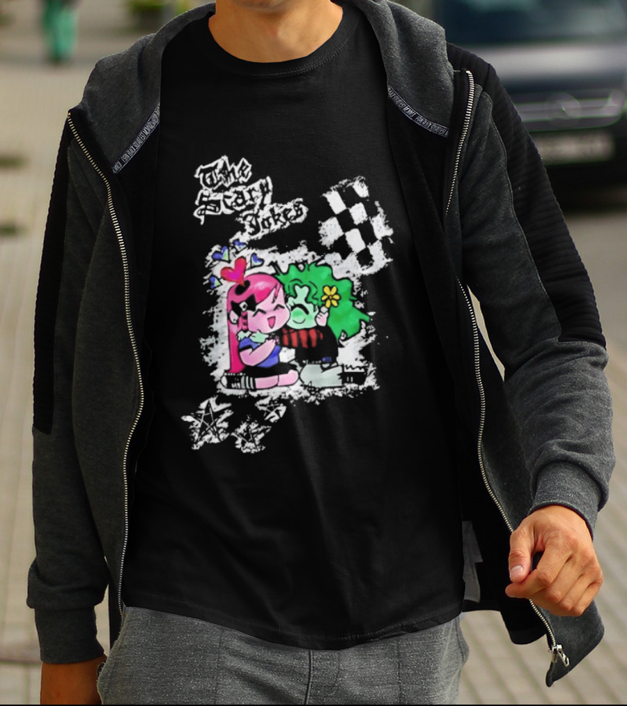 The Scary Jokes Checkered Pattern With Colorful Characters T-Shirt