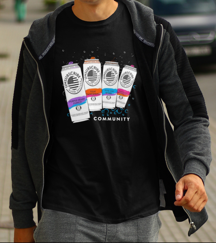 Unsubscribe Hard Seltzer Community Purple Heart Punch Tism Tangerine Five Oh Berry T-Shirt